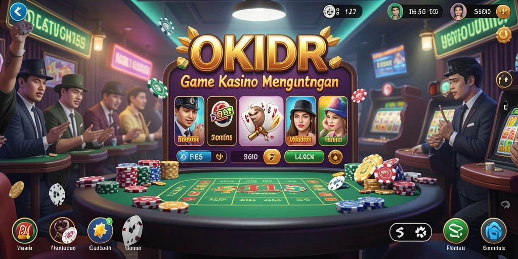 Tampilan gameplay seru di OKIDR yang menampilkan berbagai permainan Kasino.