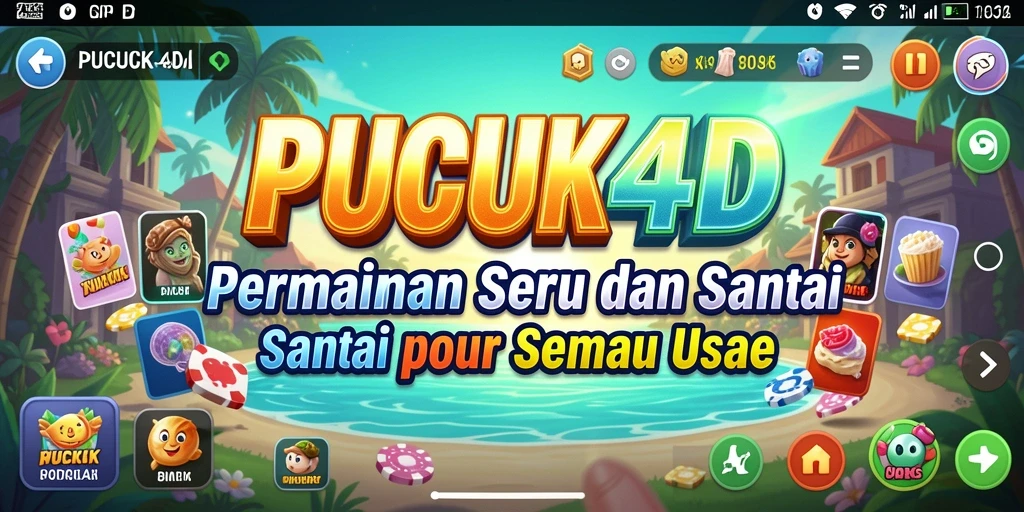 Tangkapan layar utama PUCUK4D menampilkan gameplay yang memukau dan ceria.