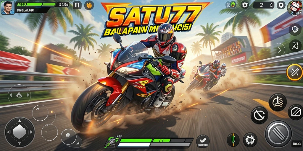 Gameplay balapan motor yang mendebarkan di SATU77.